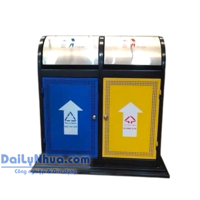 Thùng Rác Phân Loại 2 Ngăn, Bập Bênh Mẫu 01