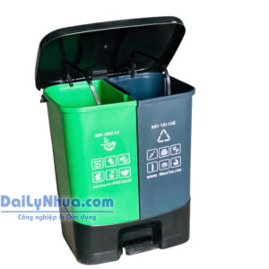 Thùng Rác Phân Loại 40 Lít, Đạp Chân
