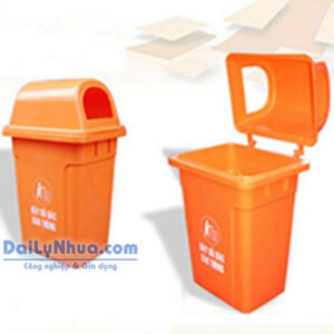 Thùng Rác 95 Lít, Nắp Hở 2 Bên Hông, Có Đế