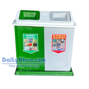 Thùng Rác Phân Loại 2 Ngăn, Nắp Bập Bênh