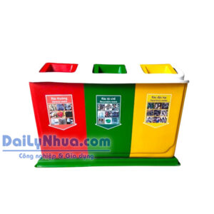 Thùng Rác Phân Loại 3 Ngăn, Nắp Bập Bênh – Loại Trung