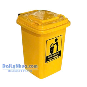 Thùng rác 60 lít màu vàng