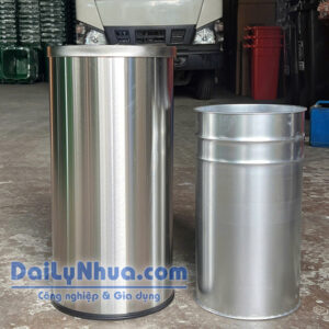 Thùng Rác Nắp Lật Inox Tròn (480*830)