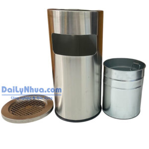 Thùng Rác Inox Gạt Tàn Tròn (250*610)